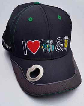 Cap I love Tractors & Bier - MET opener! - CAP9433 -  Zwarte cap met bierfles opener. Heerlijke pasvorm (verstelbaar) en met groene accenten. 

 Alleen voor de fans van tractors & bier! 
