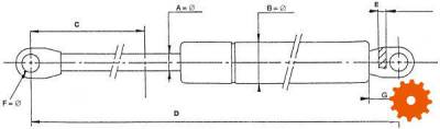 Gasdrukveren Type B - beide  zijden met oog - CA192813 